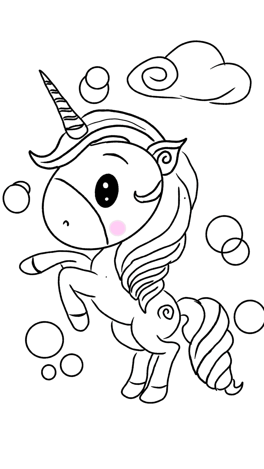 printable unicorn coloring pages part2 hand drawn draw 2 color