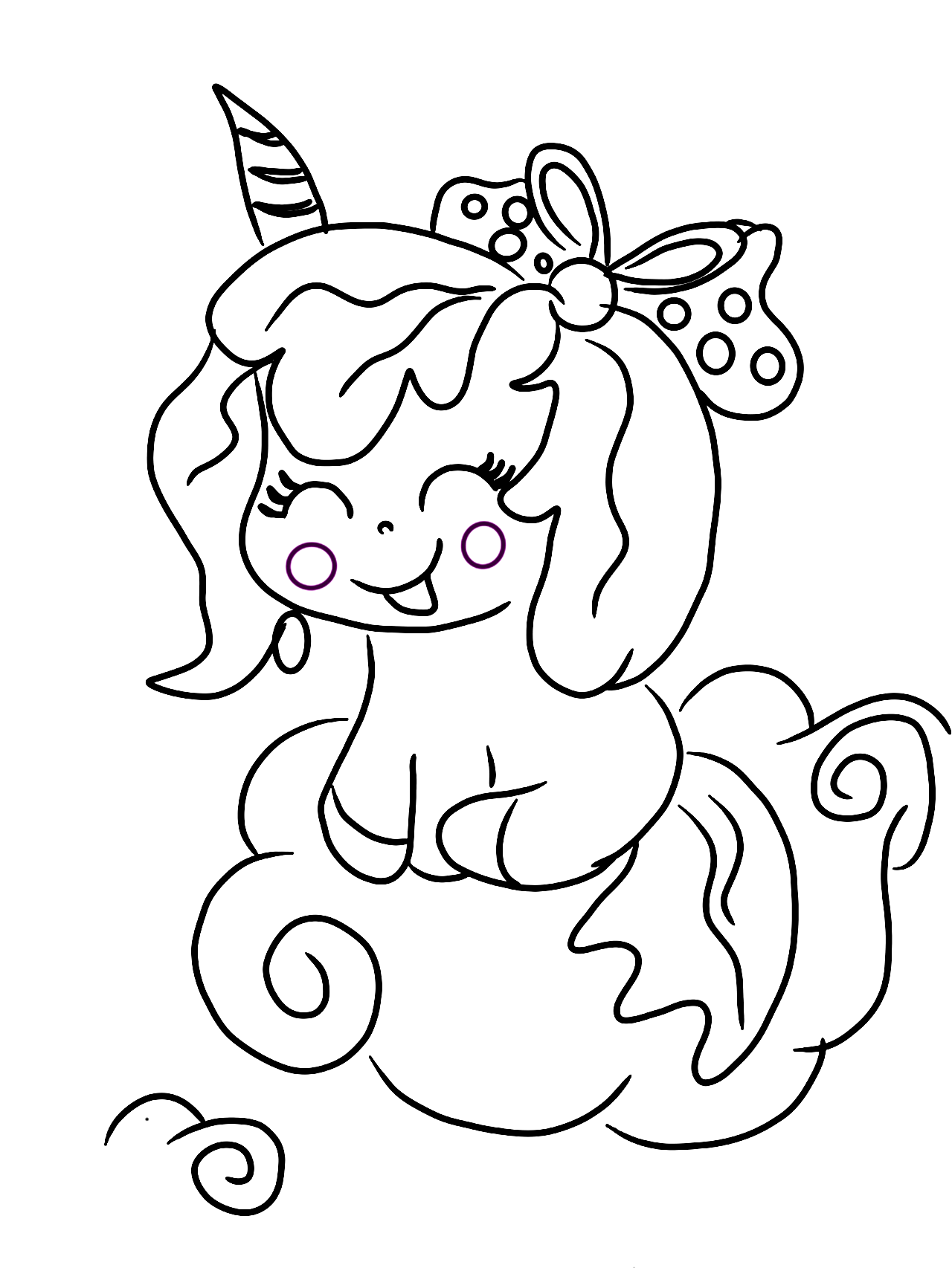 Printable Unicorn Coloring Pages - Part2 (Hand Drawn) » Draw 2 Color