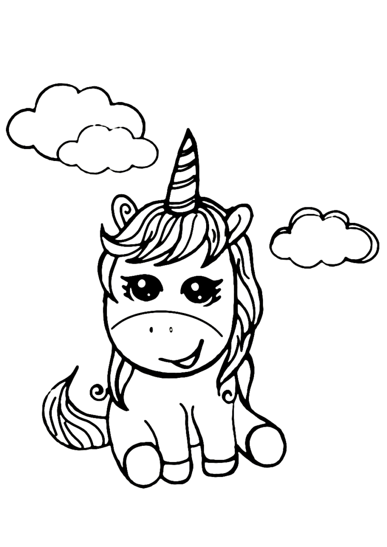 5 Cute Baby Unicorn Coloring Pages » Draw 2 Color