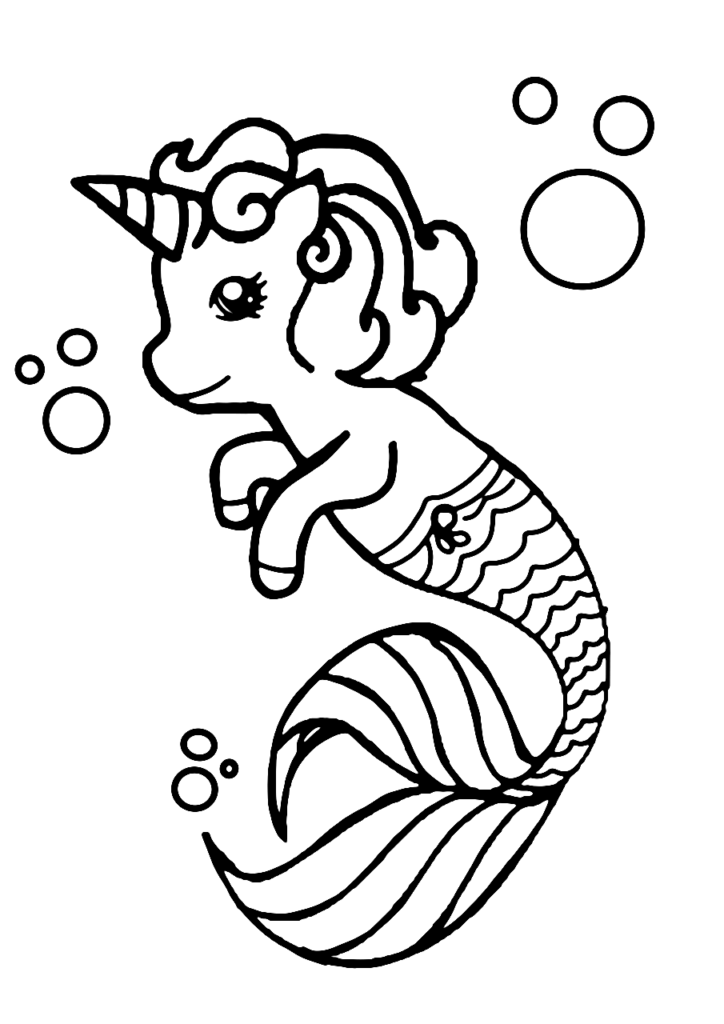 7 Cute Mermaid Unicorn Coloring Pages » Draw 2 Color