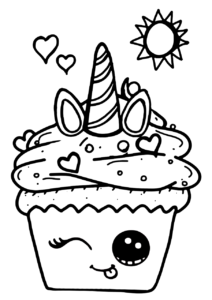 5 Cute Unicorn Cupcake Coloring Pages » Draw 2 Color