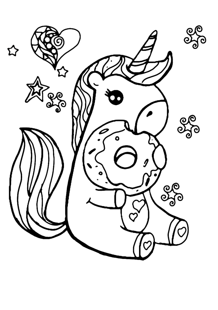 easy cute unicorn coloring pages