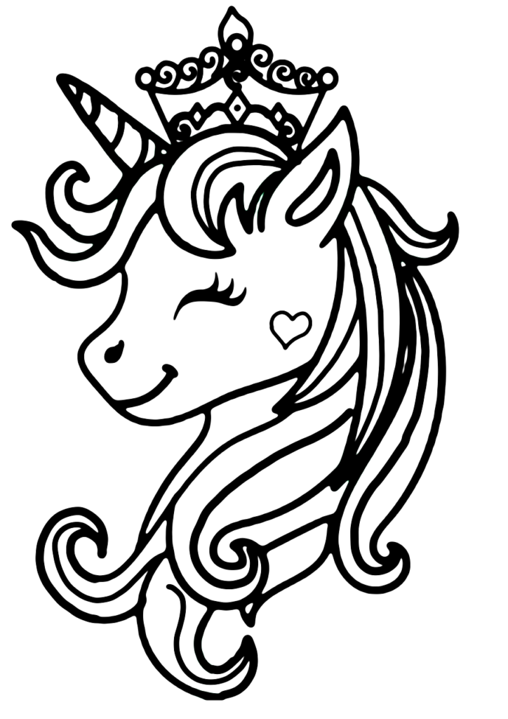 queen of hearts cute unicorn princess coloring page hand drawn draw 2