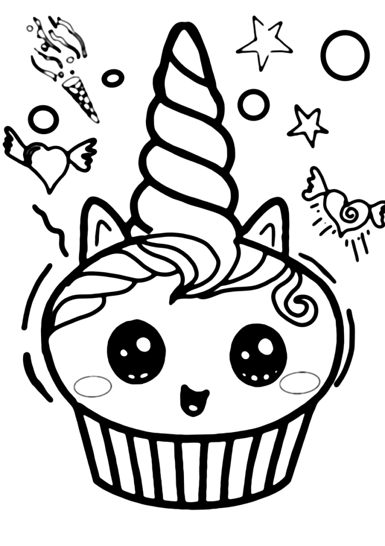 5 Cute Unicorn Cupcake Coloring Pages » Draw 2 Color